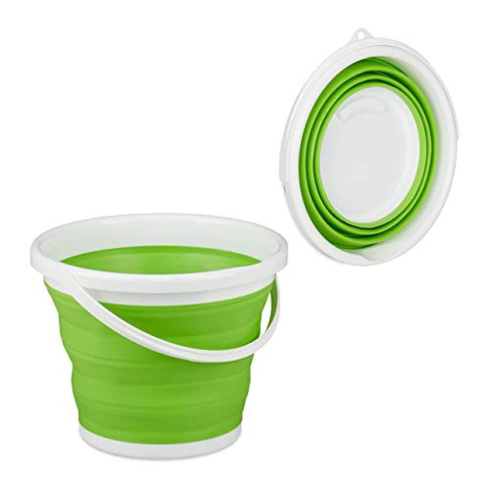 (TG. 1 pz.) Relaxdays Secchio Pieghevole da 10 Litri, Pieghevole, Recipiente Ric