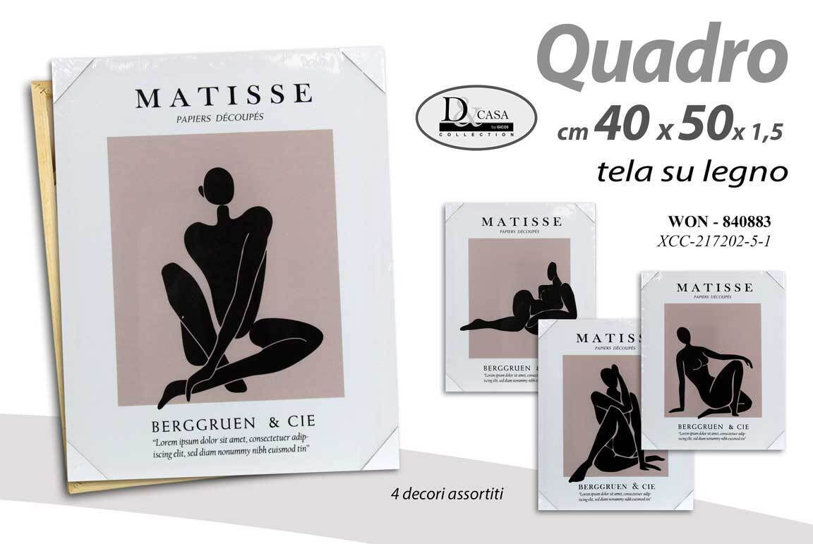 QUADRO PARETE TELA STAMPA LEGNO CASA UFFICIO NEGOZIO MATISSE CORPO DANZA 40*50cm