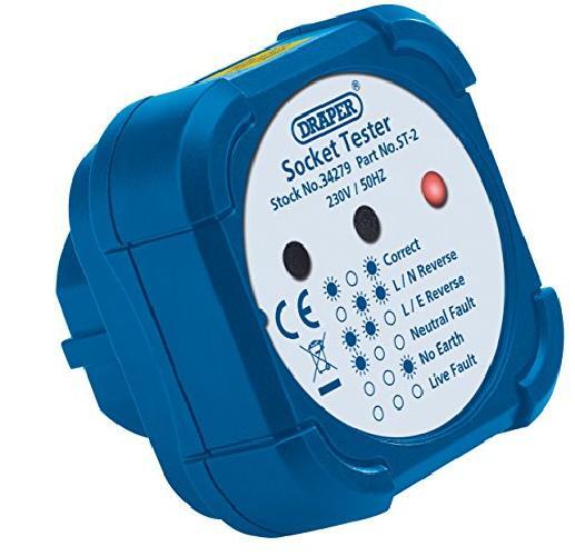 Draper 34279 - Tester per prese, 13A