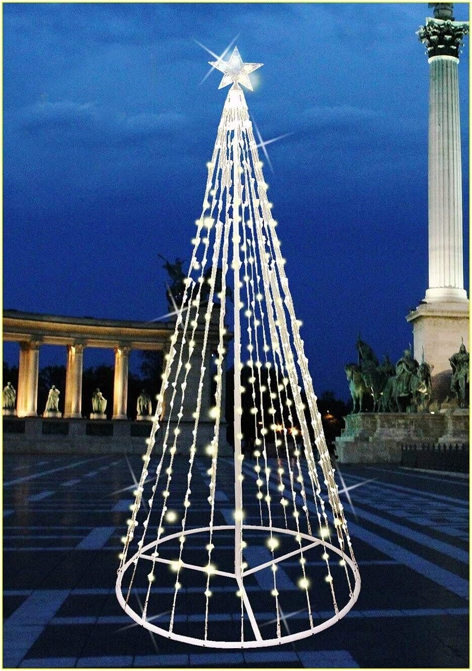 Albero di Natale Luminoso 3D con Stella h 200X80 cm 560 LED Giochi Luce Fredda