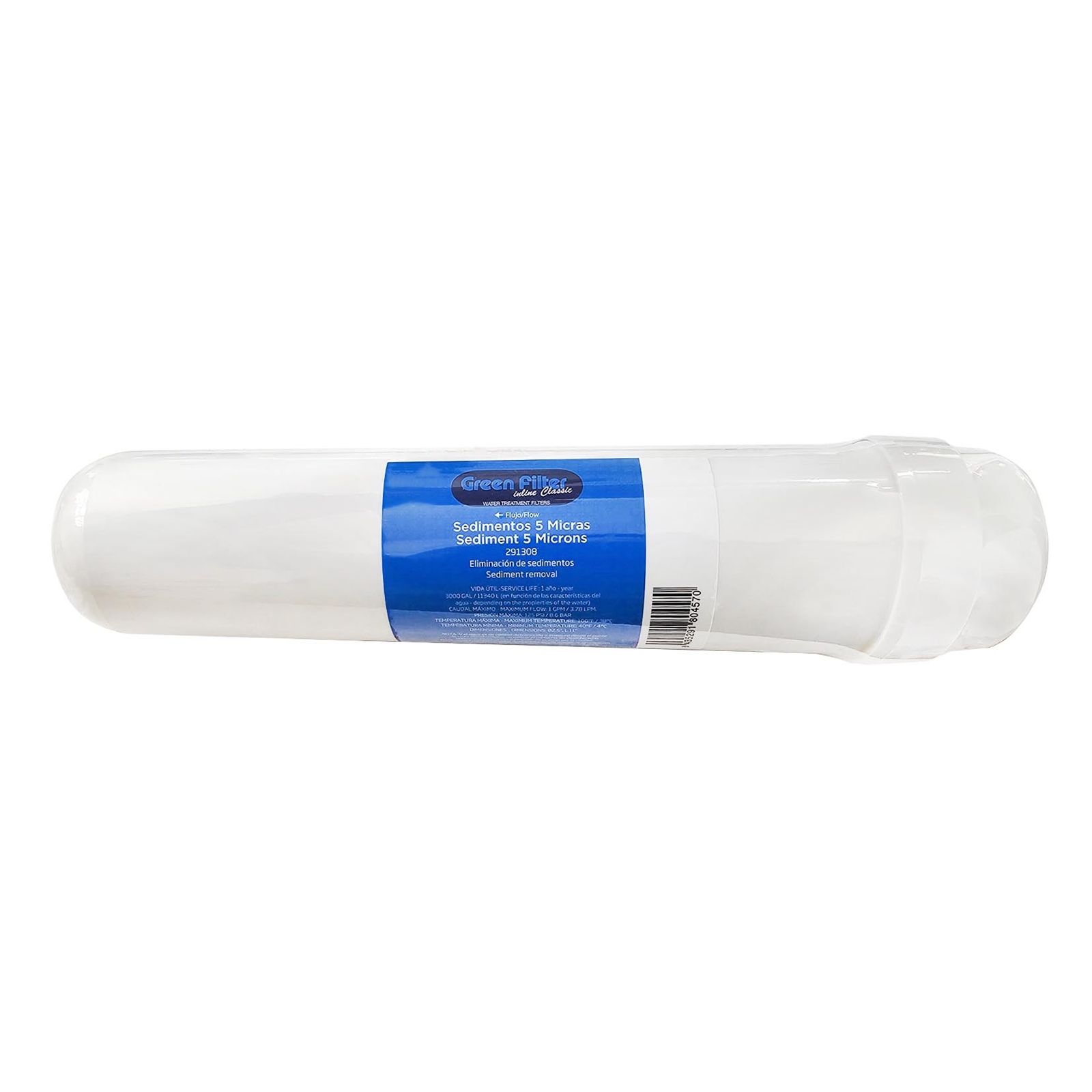 Filtro in linea a sedimenti Green Filter 1/4'' FPT 2,5''x11'' - 5 micron