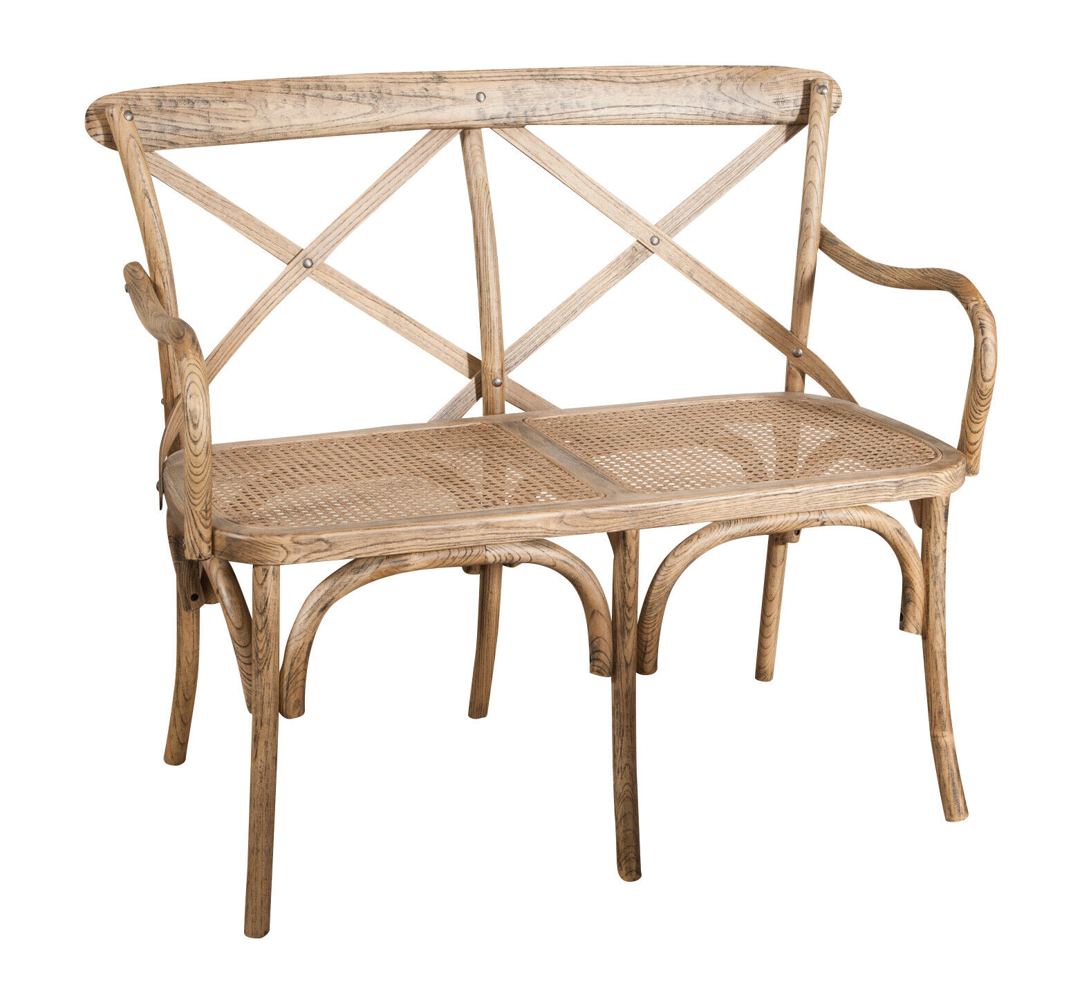 Divanetto due posti tipo Thonet finitura noce chiaro L105XPR50XH90 cm.