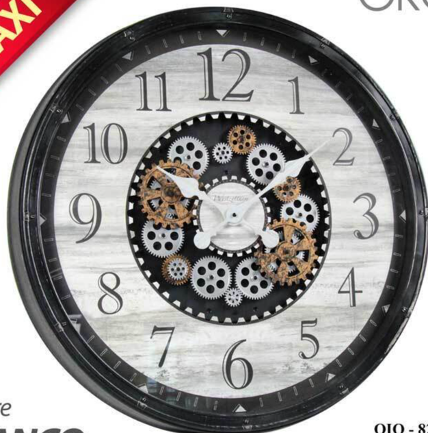 MAXI OROLOGIO DA PARETE INGRANAGGI IN MOVIMENTO ANTICATO CLASSICO MODERNO 76*5cm
