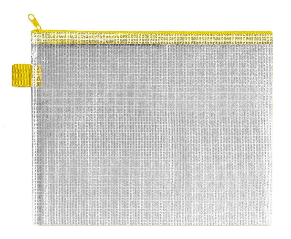 INDX Zip Pouch Reinforced Mesh-weave PVC Clear with Coloured Seal W240xD15xH190m