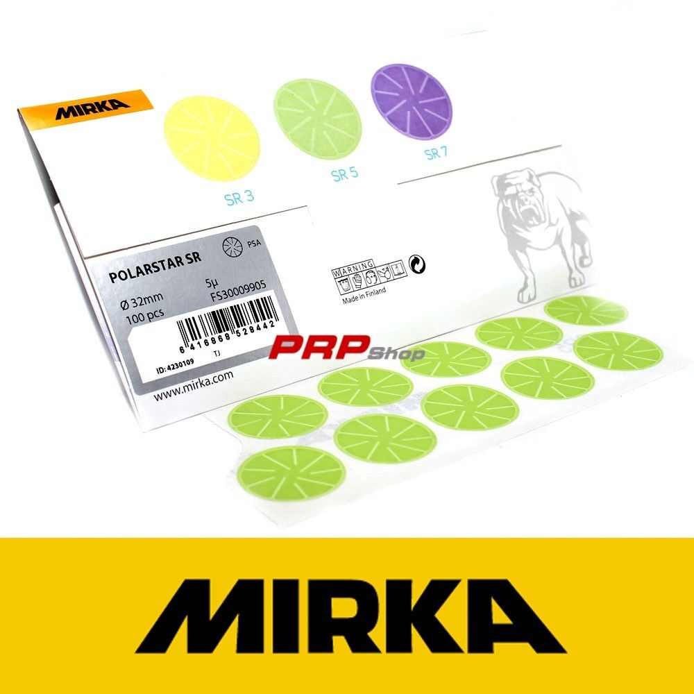 Mirka Polarstar SR5 Verde n°100 Dischi Abrasivi 32mm 5µ Levigatura Di Precisione