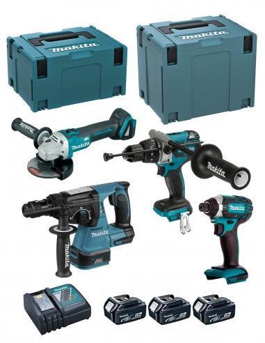 MAKITA Kit DLX4050TJ (DHP481 + DTD152 + DHR243 + DGA504 + 3 x 5,0 Ah + DC18RC +