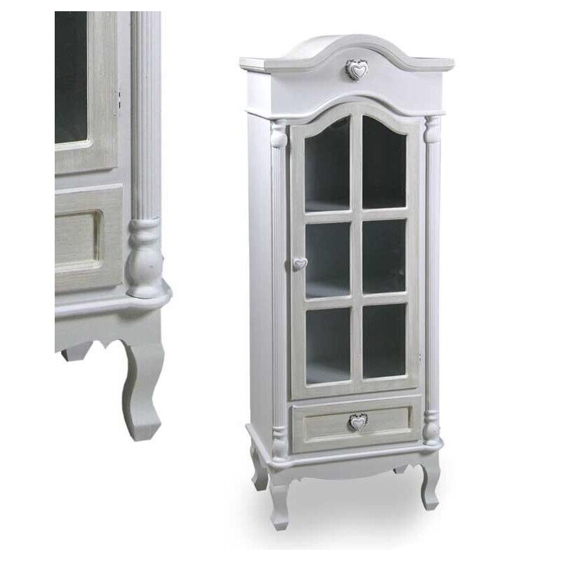 CREDENZA VINCY CON 2 CASSETTI E VETRINA 55X36X145CM BIANCA
