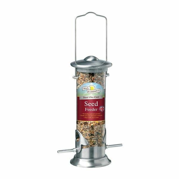 Walter Harrisons Spazzolato Acciaio Die Fuso Uccello Seme Mangiatoia 20cm Garden