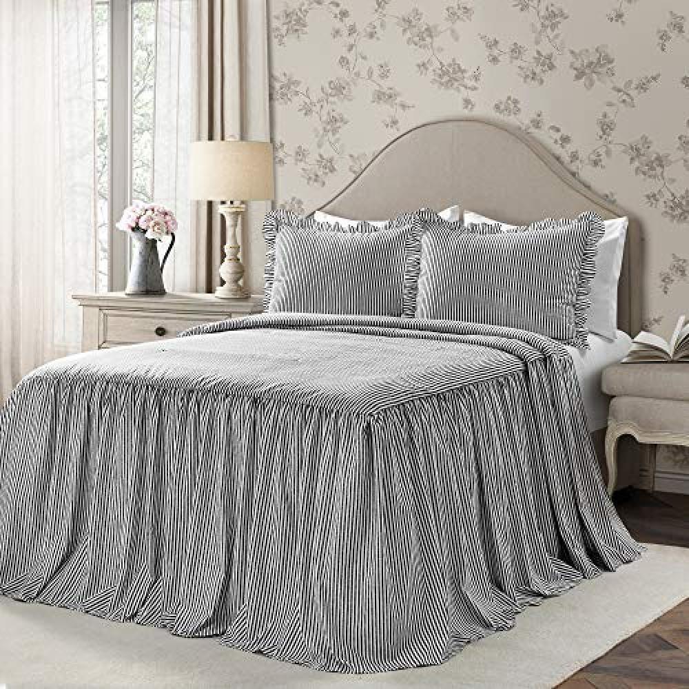 (TG. Completo) Lush Decor Lush Décor Ticking Stripe Copriletto Nero Vintage Chi