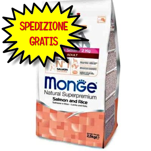 MONGE CANE CROCCHETTA EXTRA SMALL ADULTO SALMONE E RISO 2,5 KG