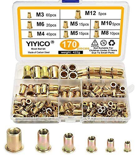 YIYICO Rivetti Filettati Rivetto Filettato Rivet Nut M3 M4 M5 M6 M8 M10 (n6L)