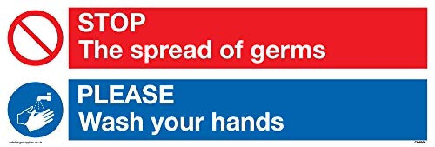 Viking Signs CH5926-L15-1M STOP germs Please wash your hands segno  plastica se