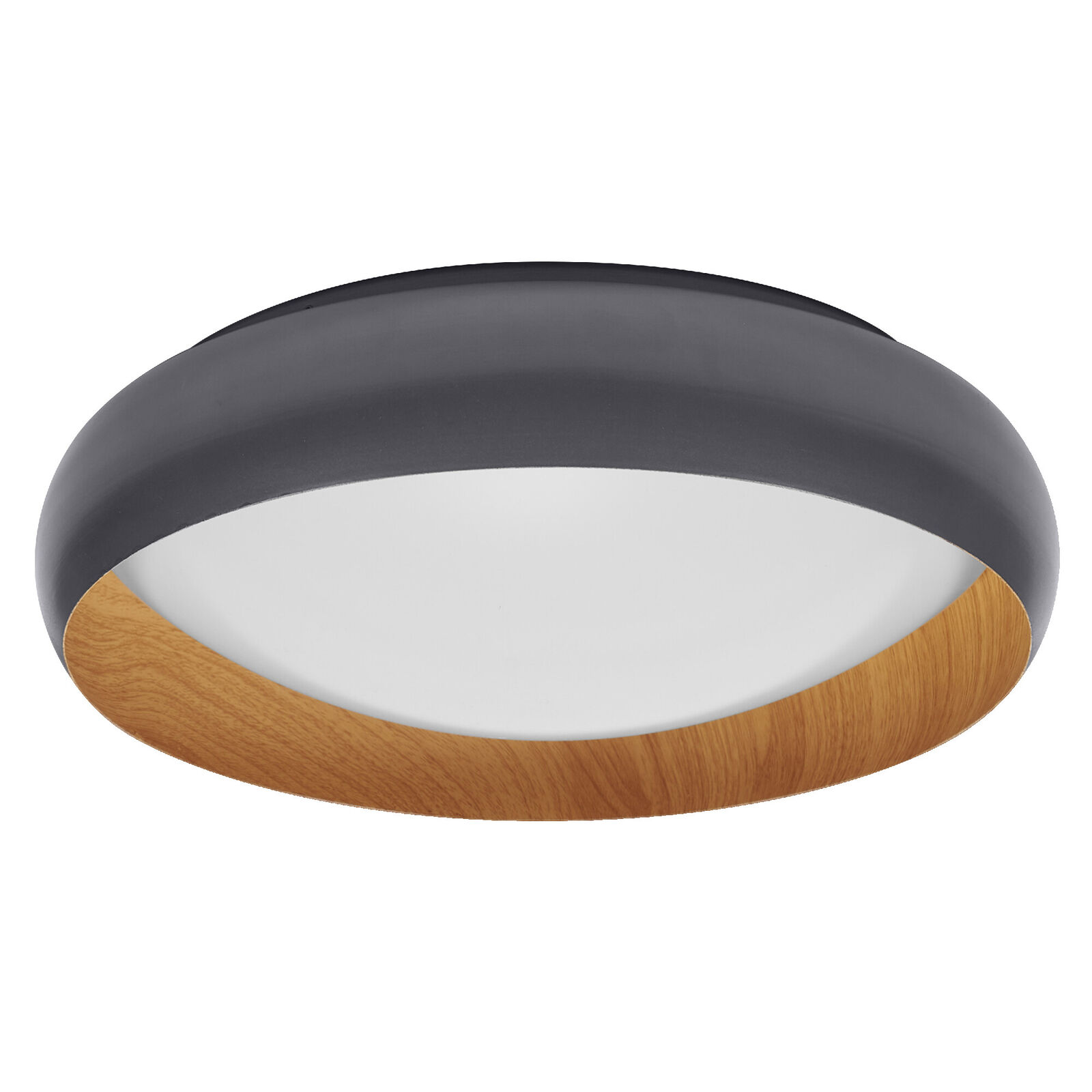 LEDVANCE ORBIS Livia LED-Deckenleuchte mit Metallring, grau/Holzdekor, 24W, 1200