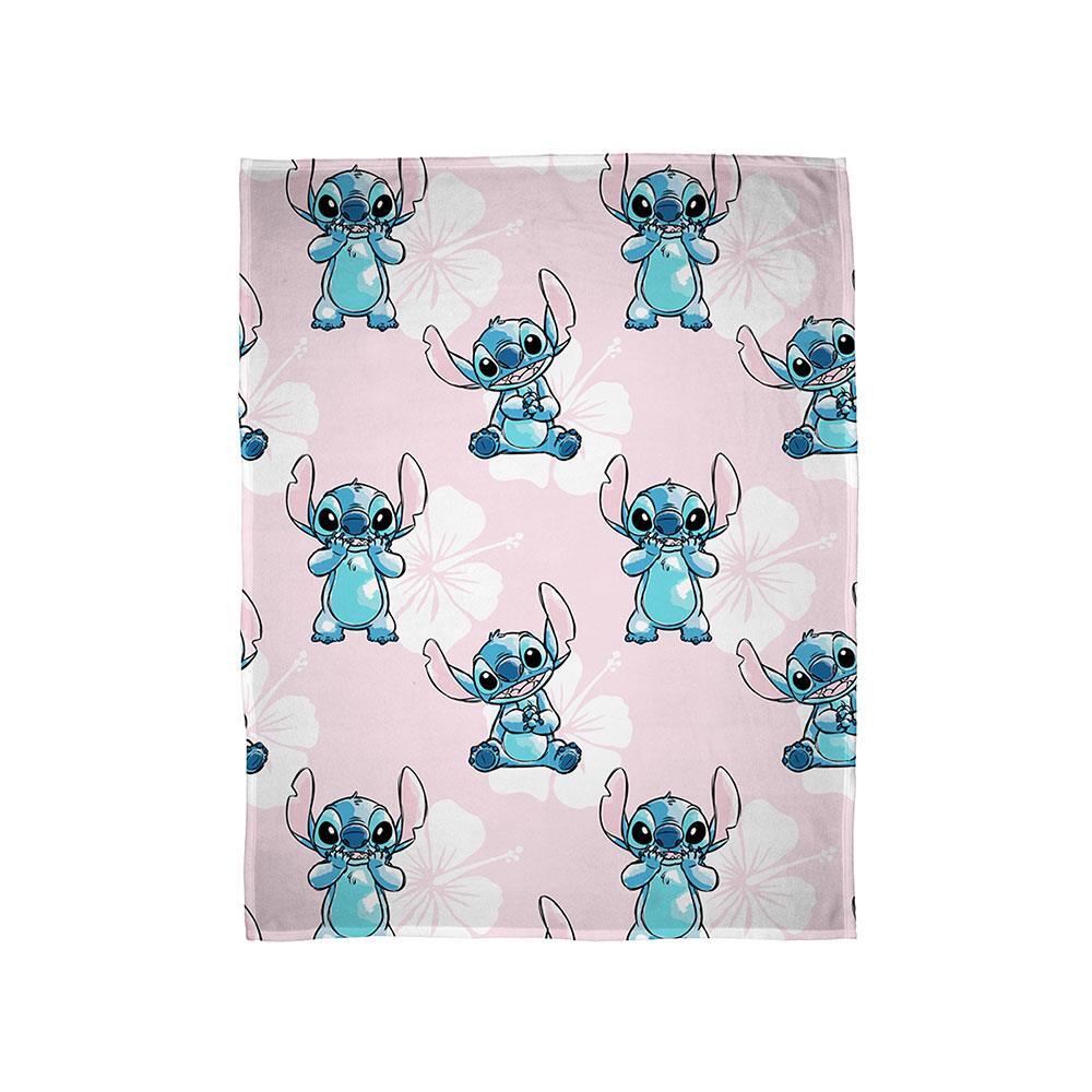 Lilo E Stitch Pile Coperta Confortevole Velour Feel Copridivano Rosa Floreale Da