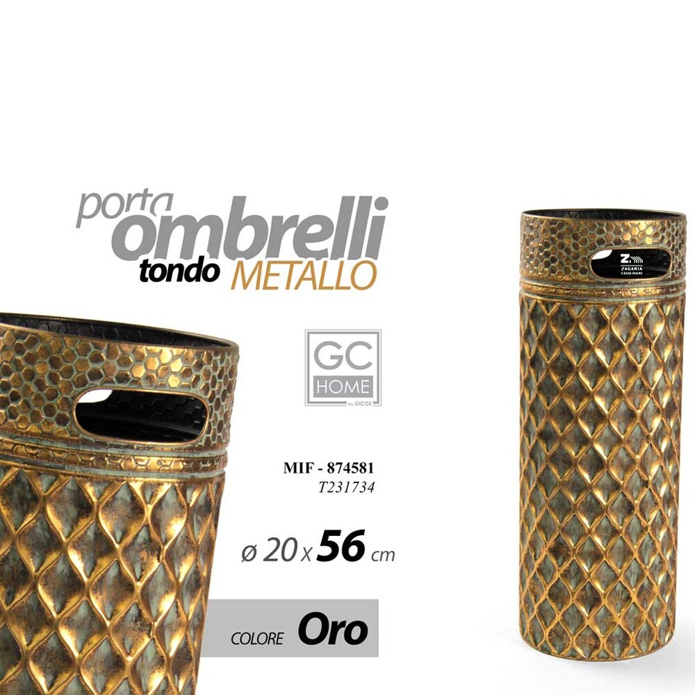 PORTAOMBRELLI TONDO METALLO ORO D.20x56 cm ART.74581
