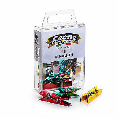 Scatola 10 Mini Mollette Colori Metal Assort.Leone Color