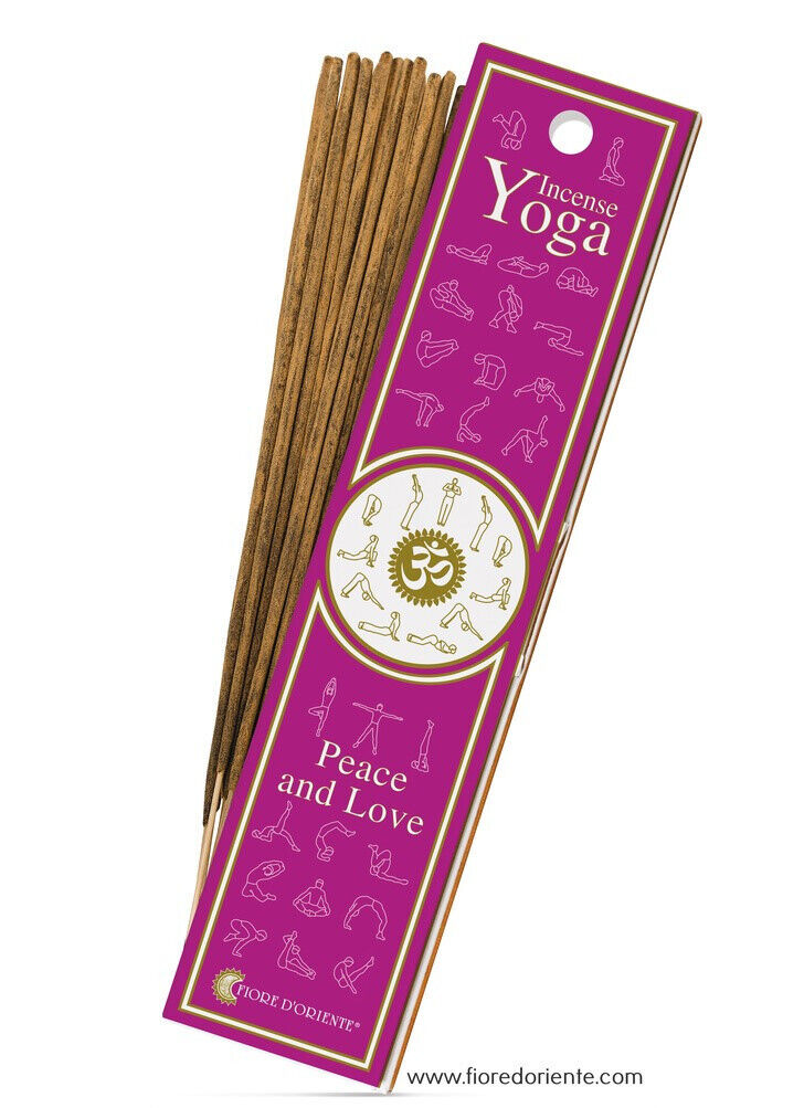 Peace and Love Yoga Incense, Incenso Naturale, 10 Bastoncini