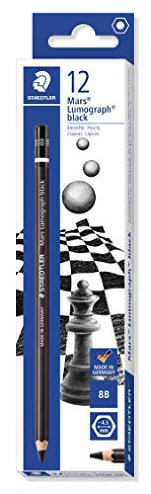 STAEDTLER matite Mars Lumograph Black, nero intenso, confezione da 12 matite da