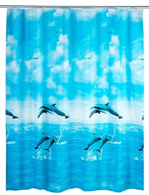 WENKO Tenda doccia Dolphin - pellicola materiale sintetico, PEVA, 180 x 200 cm,