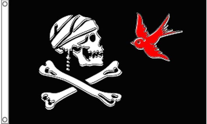 BANDIERA PIRATA SPARROW 150x90cm - BANDIERA DEI PIRATI - TESCHIO 90 x 150 cm - N