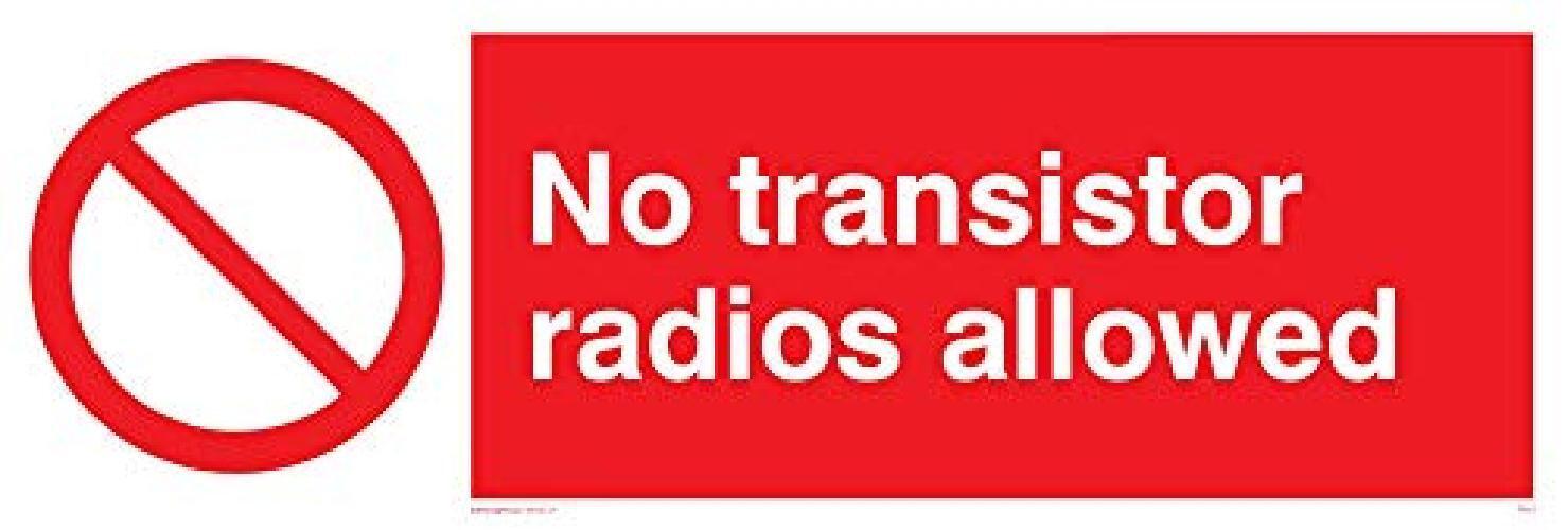Viking segni pv51-l15-v"No transistor radio Allowed" Sign, in vinile, 50 mm alte