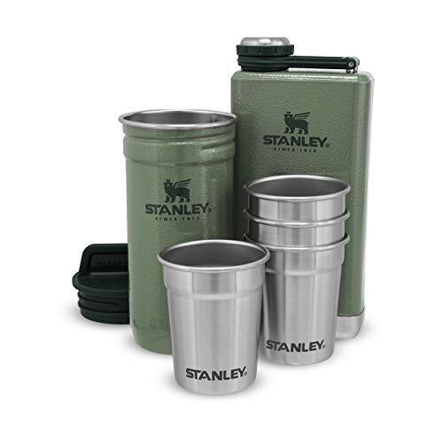 Stanley Adventure Pre-Party Shot Glass + Flask Set Hammertone Green  Acciaio In