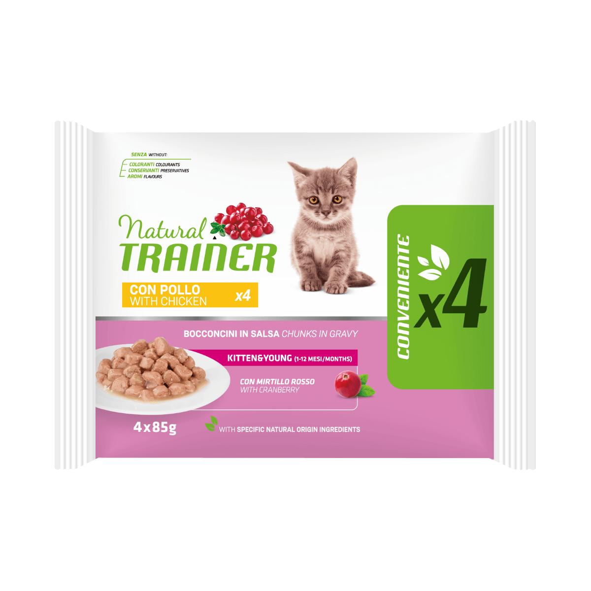 Cat Kitten&Young con pollo 4x85gr