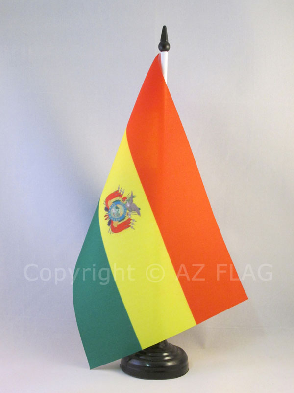 BANDIERA DA TAVOLO BOLIVIA 21x14cm - PICCOLA BANDIERINA BOLIVIANA 14 x 21 cm - N