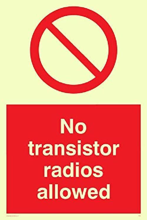 Viking segni pv51-a6p-pv"No transistor radio Allowed" Sign, sticker, Fotolumines