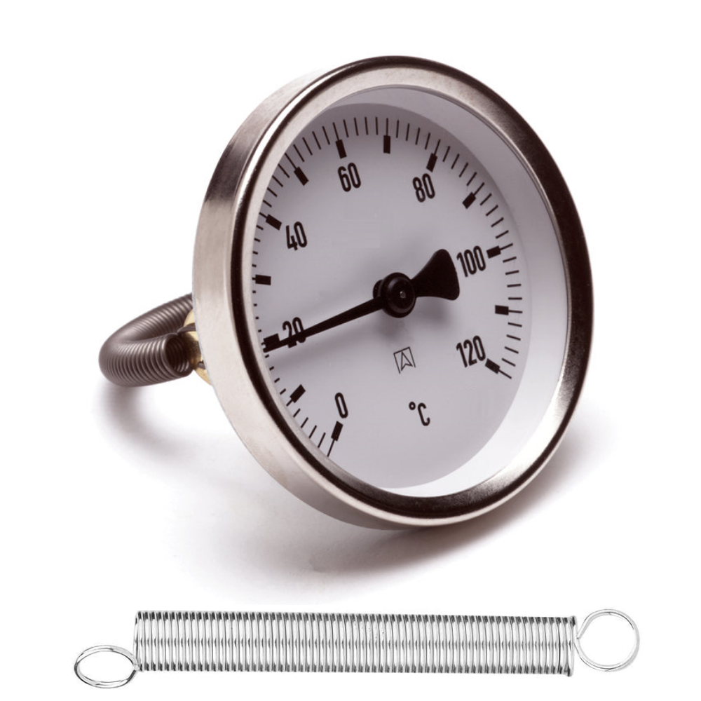 Termometro per Tubi a Molla Temperatura Scala 0-120 °C Cassa Ø63mm Acciaio Inox