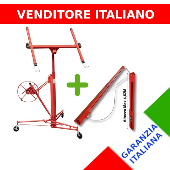 CARRELLO ALZALASTRE CARTONGESSO ALZA SOLLEVA PANNELLI + ESTENSIONE PROLUNGA