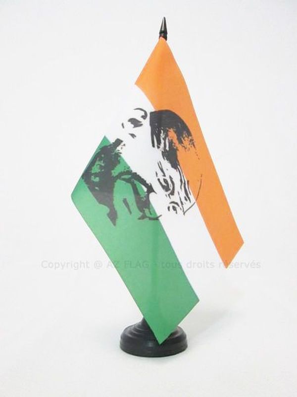 BANDIERA DA TAVOLO INDIA CON GANDHI 21x14cm - PICCOLA BANDIERINA INDIANA 14 x 21