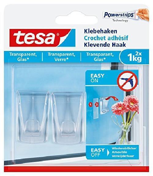tesa Adhesive Hook for Transparent & Glass 1kg