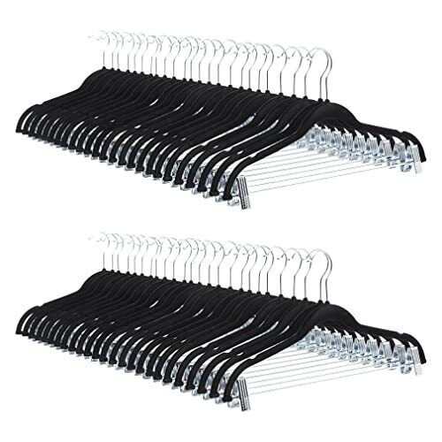 Amazon Basics Velvet Skirt Hangers with Clips, 50-Pack, Black