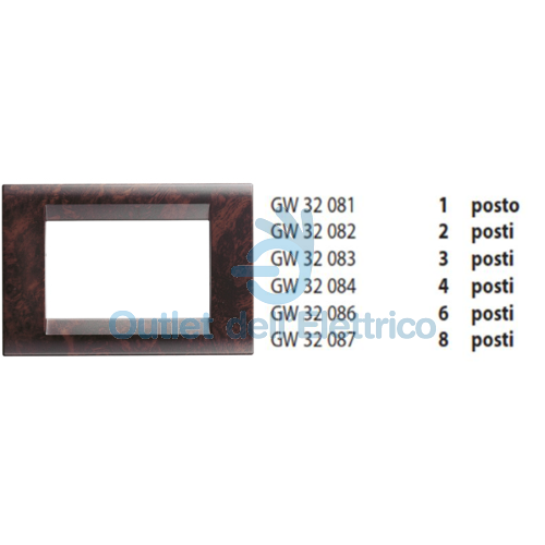 GEWISS PLACCA 4 POSTI RADICA INGLESE GW32084 PLAYBUS
