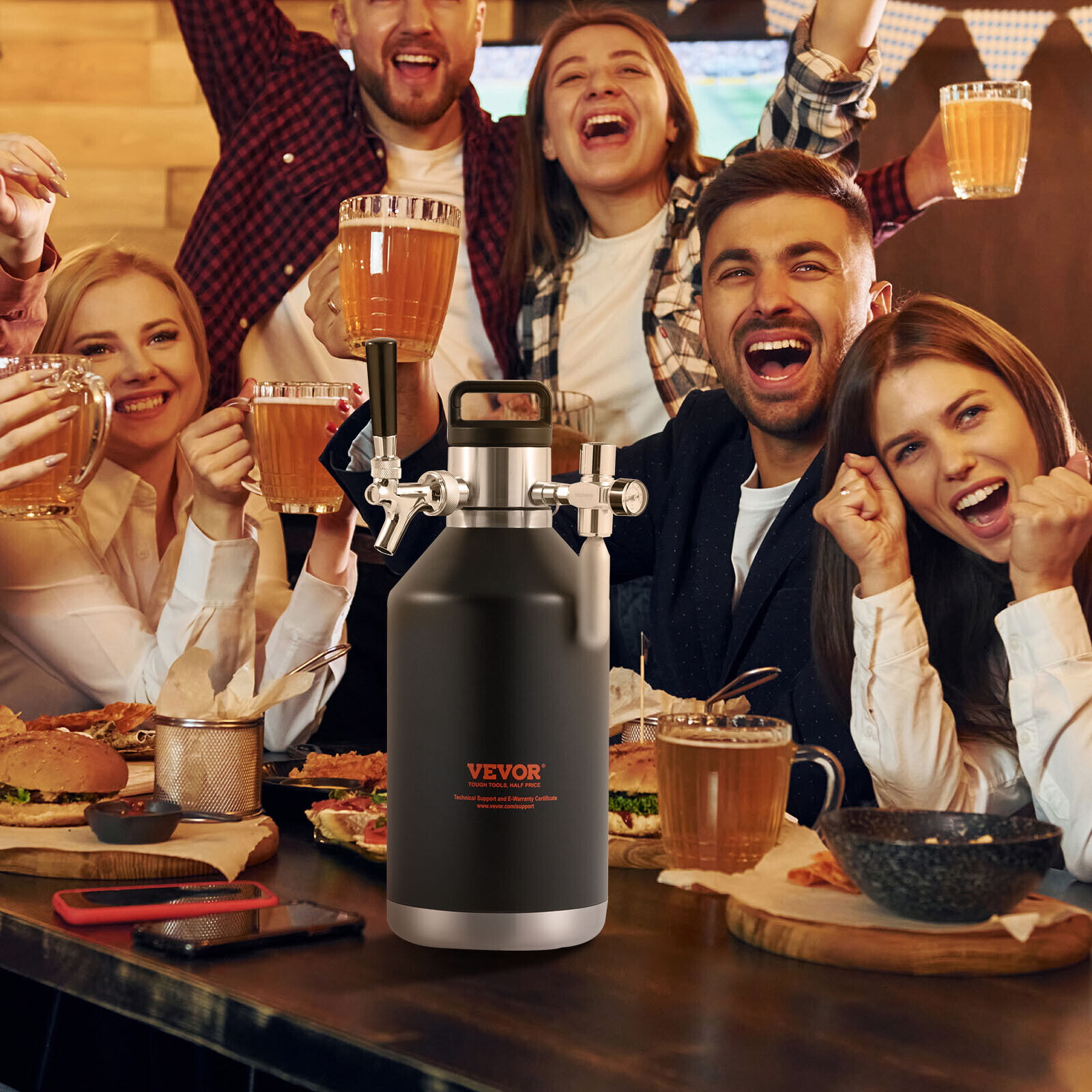 VEVOR Mini Spillatore per Birra Portatile 4L Dispenser Birra Artigianale 0-30PSI