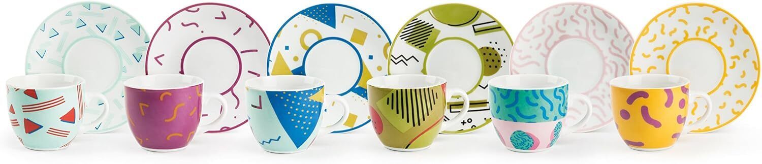 Excelsa Radical Set 6 Tazzine da caffè con Piattino, 12 pezzi