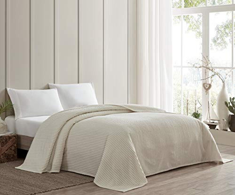 (TG. King) Beatrice Home Fashions Canale ciniglia copriletto, Ciniglia, Ivory, K