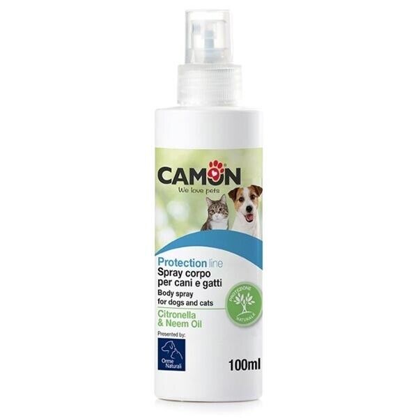 CAMON Spray corpo per cani e gatti con Citronella e Olio di Neem 100 ml