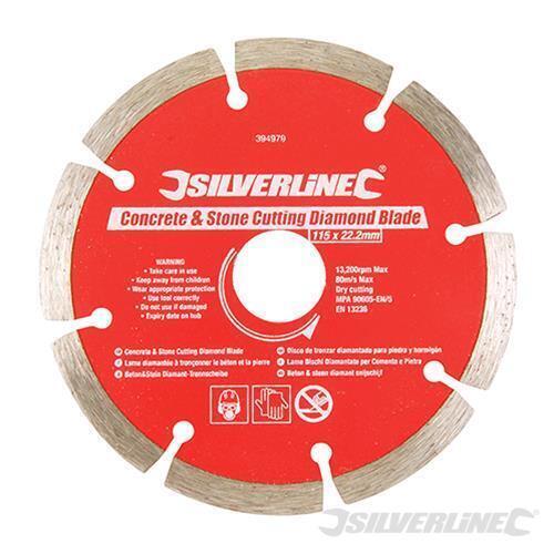 Silverline Lama a disco diamantata per taglio cemento e pietra 115 x 22.23 mm se