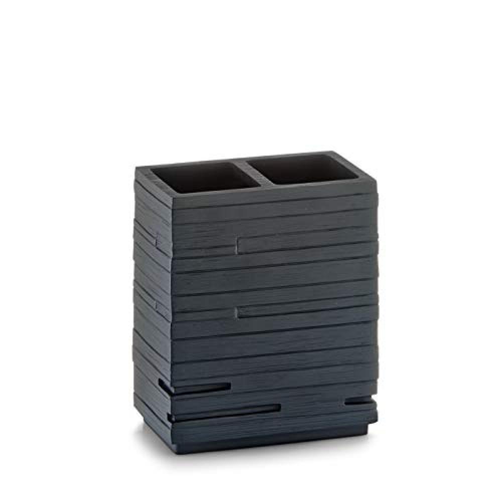 (TG. 10.1x6.3x11.5 cm) Zeller 18318 Portaspazzolini Schiefer, Polyresin, Nero, 1