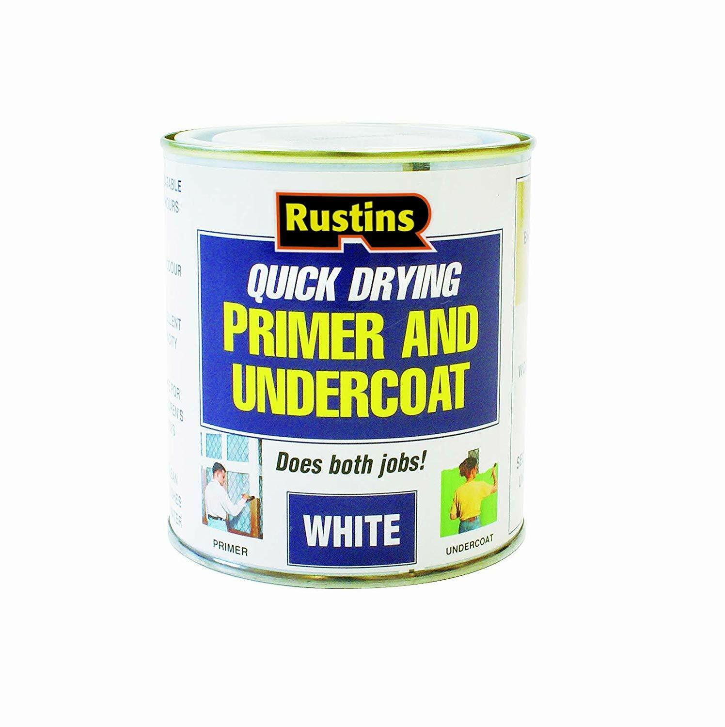 Rustins Bianco 250ml Primer & Sottopelo Legno MDF Veloce a Secco Sotto Cappotto