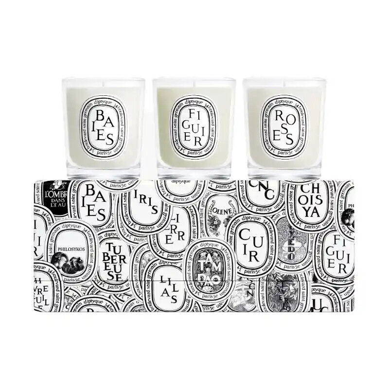 Diptyque Cofanetto Candele 3 x 70 g Baies, Figuier, Roses, 20 ore/cad