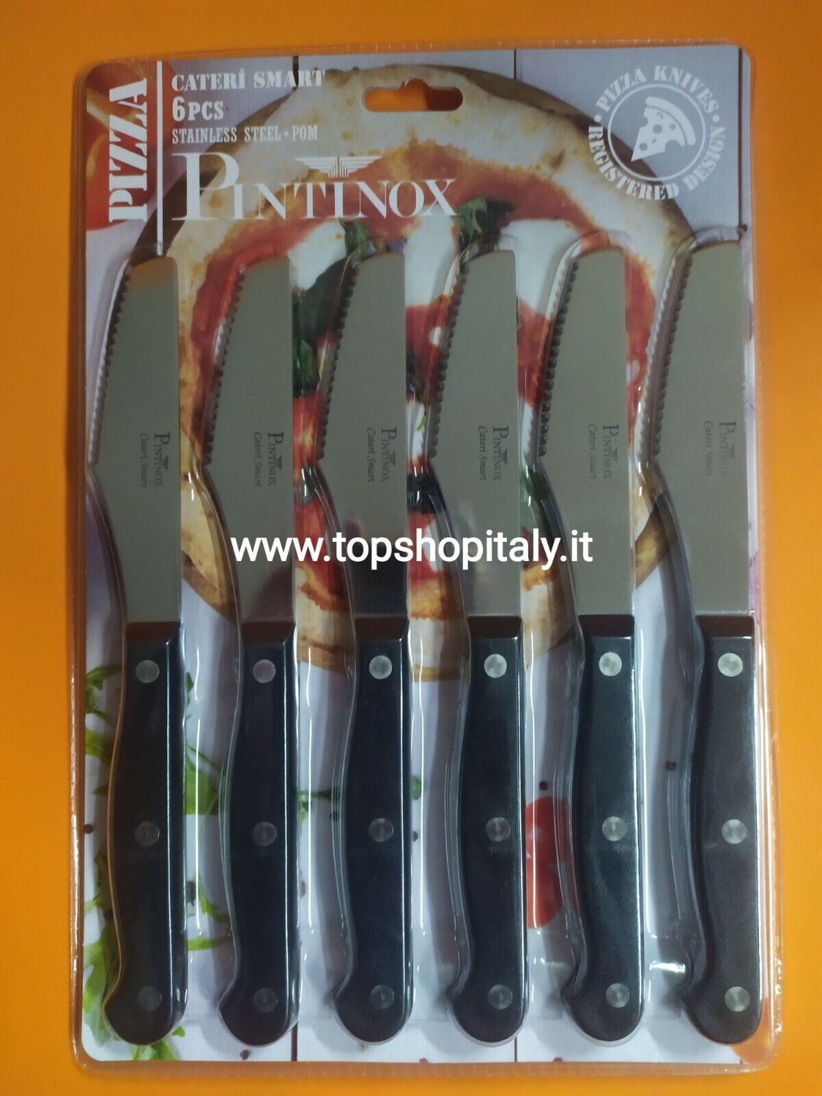 OFFERTA 6 COLTELLI PIZZA CATERI' PINTI INOX LAMA MOLATA PER PIZZERIA CASA 32022