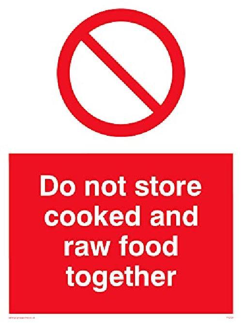 Confezione da 5  Cartello"Do Not Store Cooked And Raw Food Together", 150 x 200