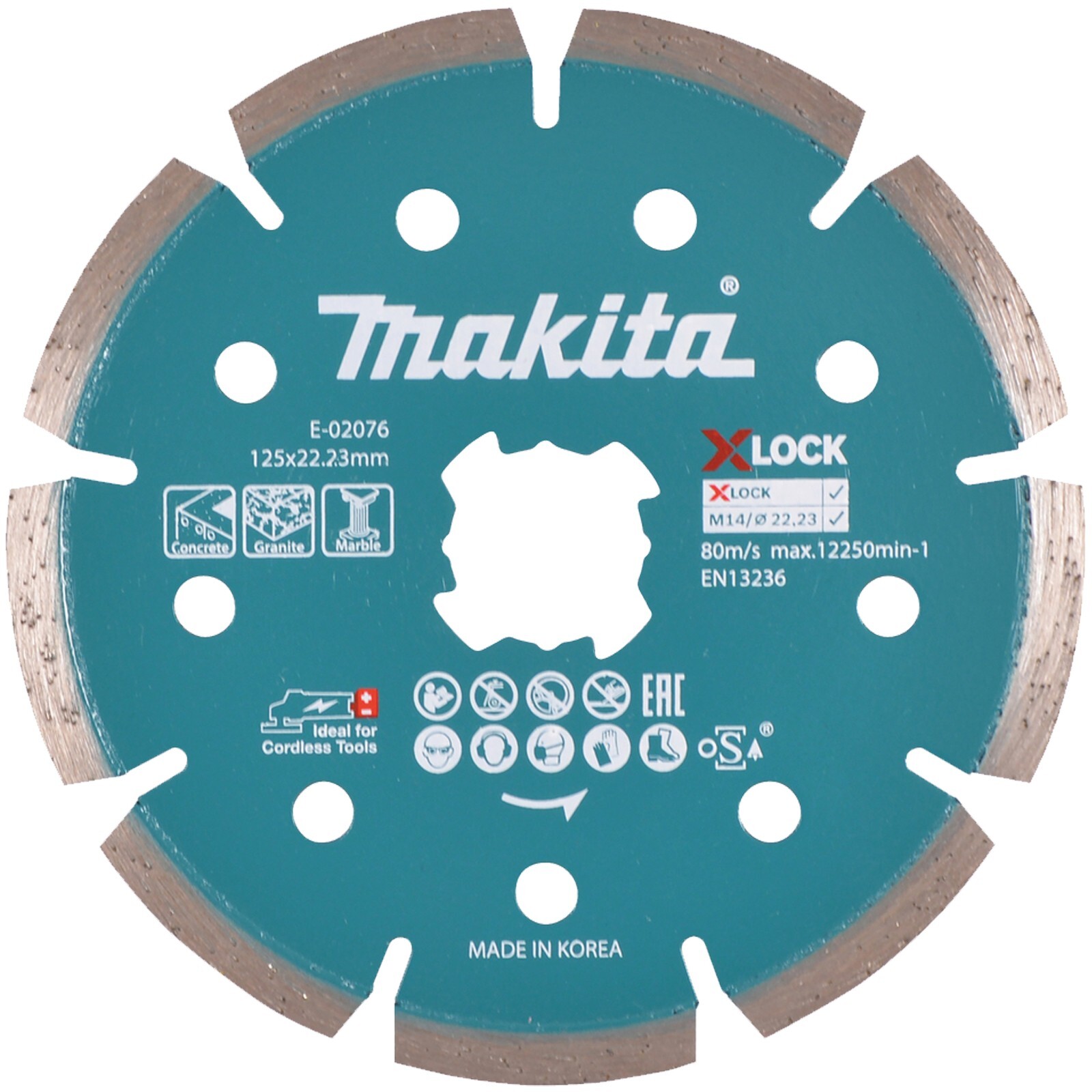 Disco Diamantato Ø125mm a Settori MAKITA X-LOCK E-0207 Taglio Calcestruzzo Marmo