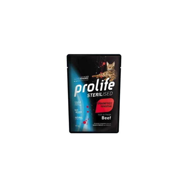 Prolife cat sterilised grain free sensitive manzo e patate 85gr