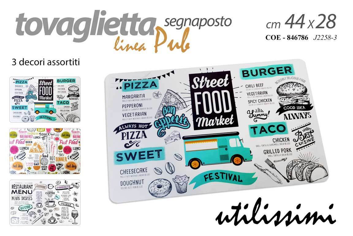 12 PZ TOVAGLIETTA SEGNAPOSTO LINEA PUB RISTORANTE COLAZIONE PRANZO CENA PIZZERIA