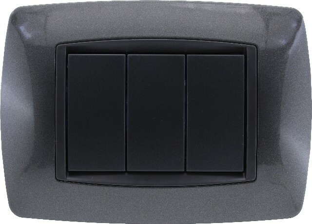 Placca Bombè Acciao Scuro 503 3M Moduli Compatibile Living International