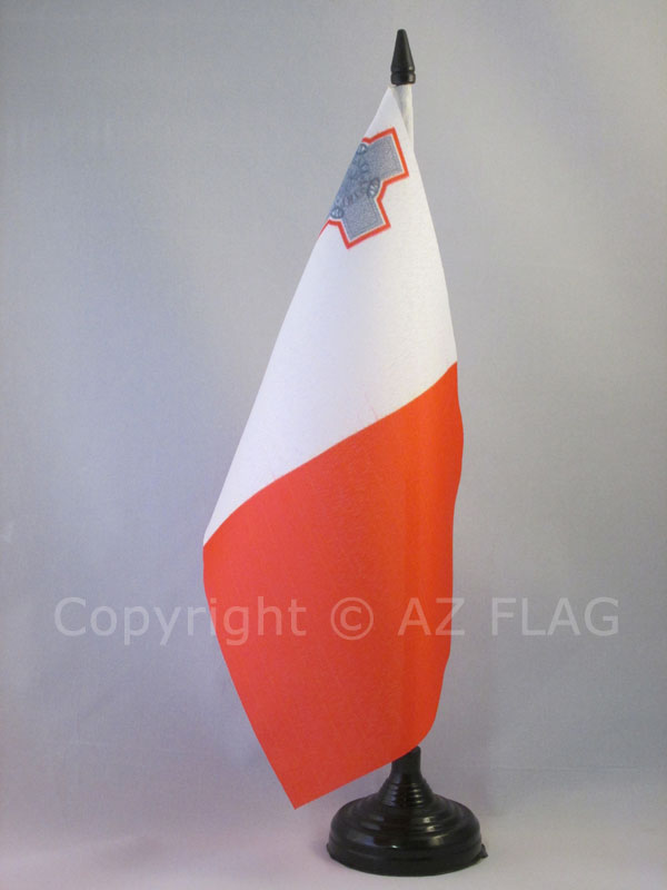 BANDIERA DA TAVOLO MALTA 21x14cm - PICCOLA BANDIERINA MALTESE 14 x 21 cm - Nuova